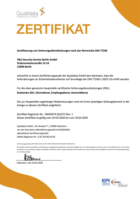 DIN 77200-1 Zertifikat